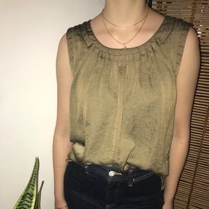 Olive Silky Blouse Top